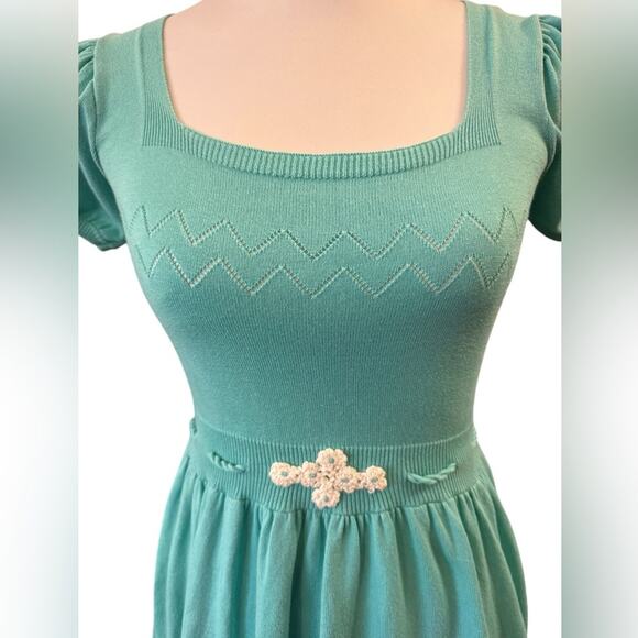 Betsey Johnson Y2K Era Seafoam Green  Cottage Core Dress Size S - Picture 1 of 4
